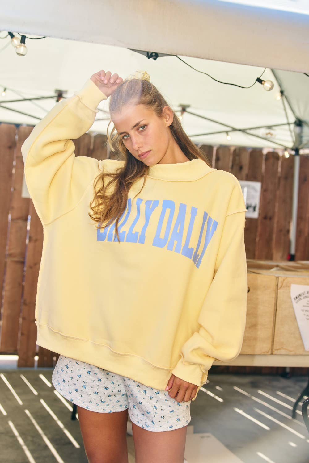 'DILLY DALLY' Mockneck Sweatshirt