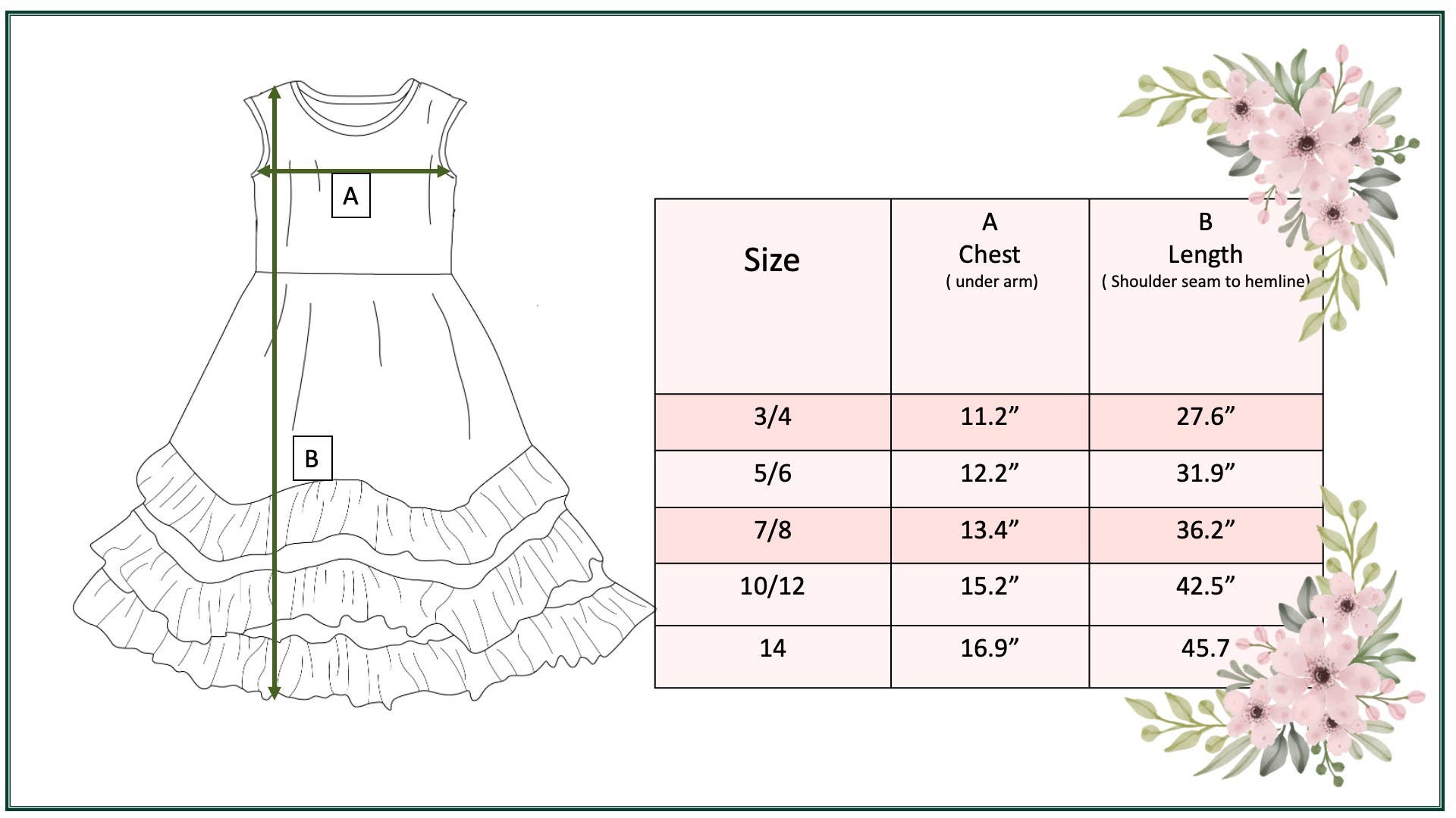 Girls Pastel Pink Floral 3 Ruffle Spring Summer Easter Dress