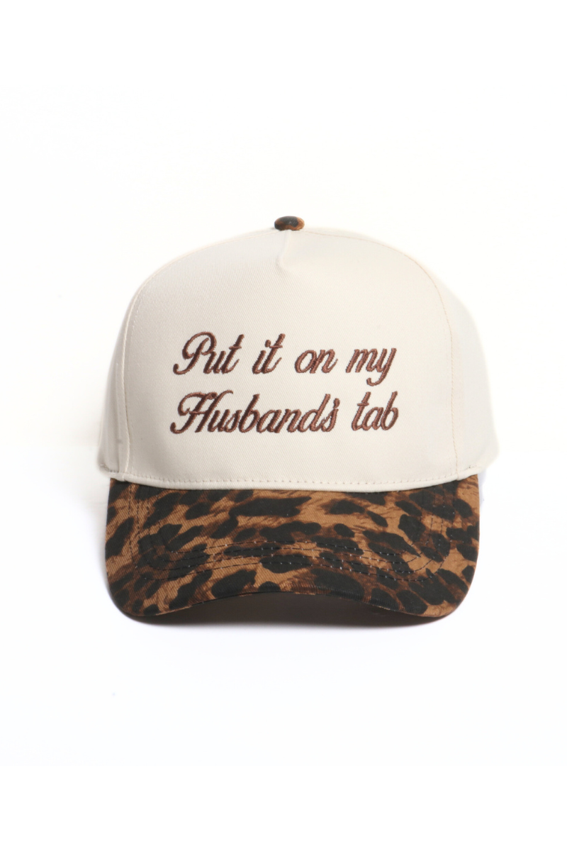PUT IT ON MY HUSBAND'S TAB embroidery Leopard Brim Hat
