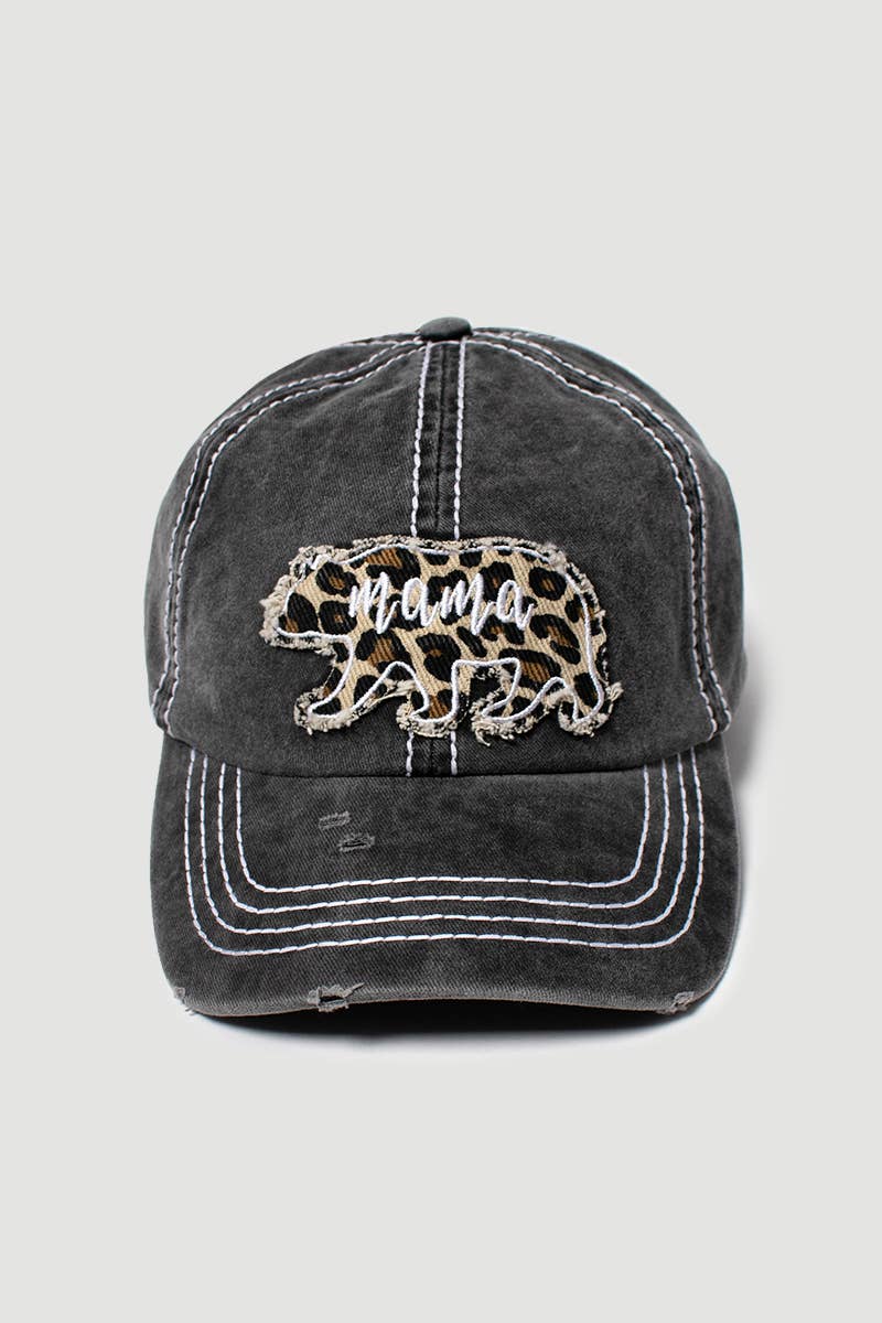 Leopard Patch Mama Bear Baseball Cap