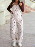 Polka Dot Bib Pocket Denim Barrel Overalls