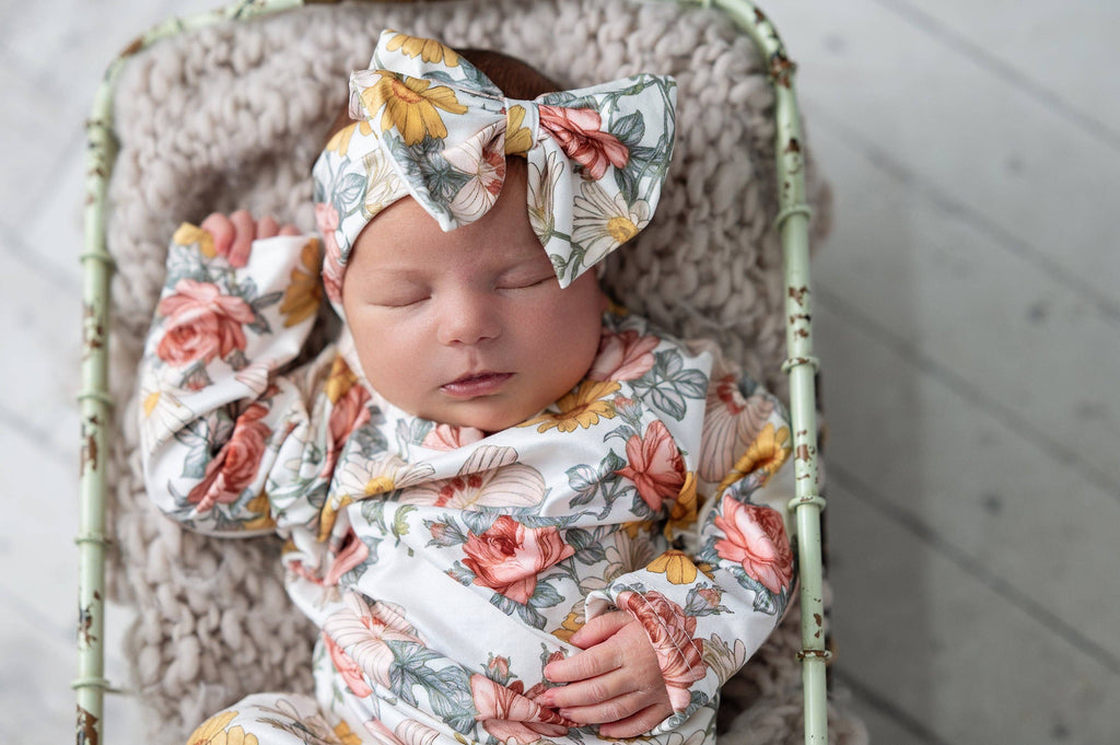 Infant Girls Botanical Ecru Baby Gown