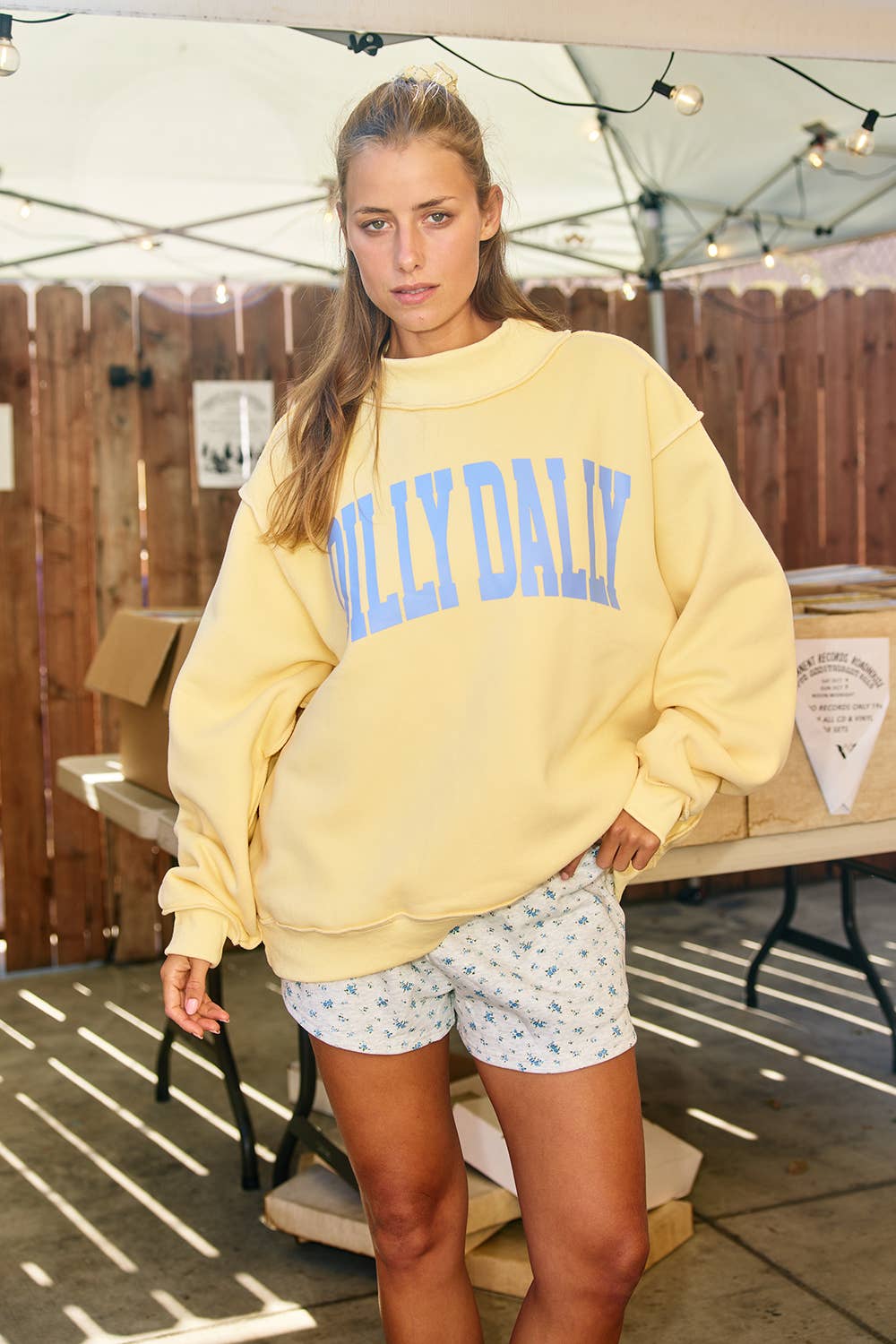 'DILLY DALLY' Mockneck Sweatshirt