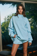 Bucketlist Solid Reversible Mock Neck Sweatshirt Top