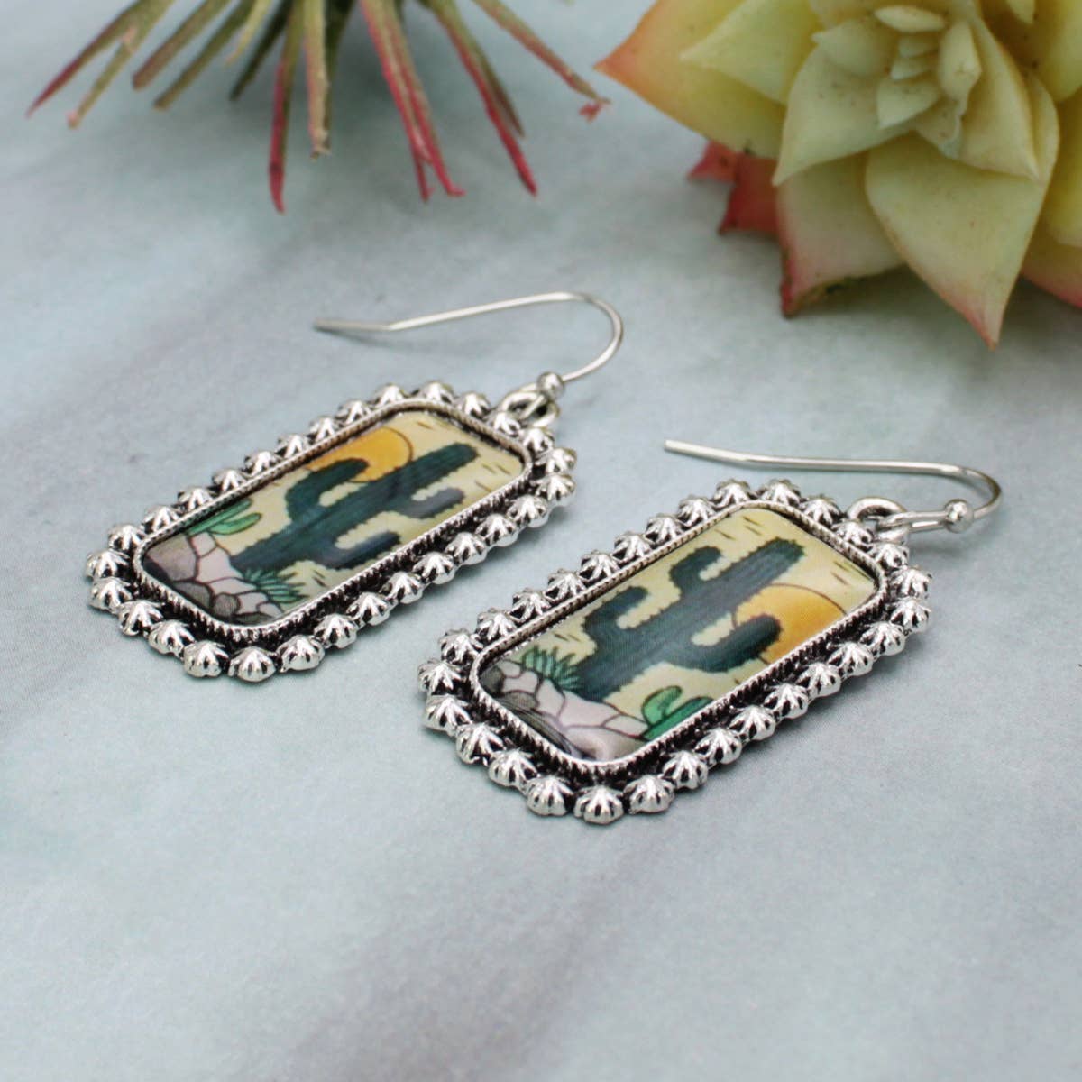 Desert Vista Silver Print Earrings