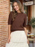 Textured Argyle Pattern Cozy Knitted Sweater Top